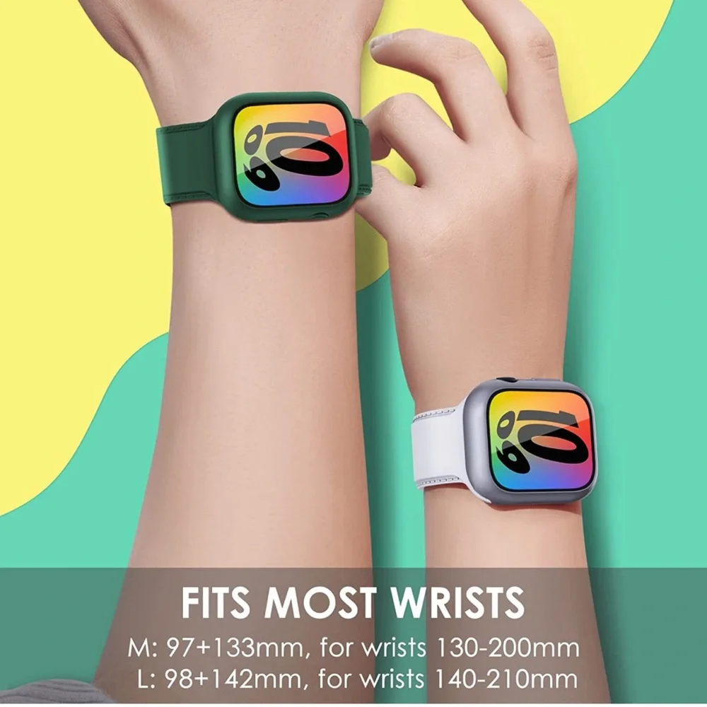 Sport Band Compatible for Apple Watch Band 45mm,Series7 with 2 Pack Hard PC Case